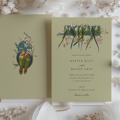 Elegant Aviary_Themed Wedding Invitation