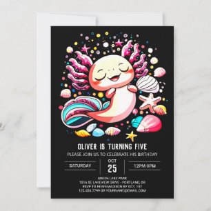 Elegant Axolotl Editable Birthday Invitation