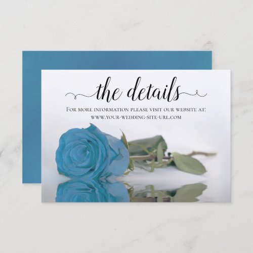 Elegant Azure Blue Rose Wedding Details Website Enclosure Card