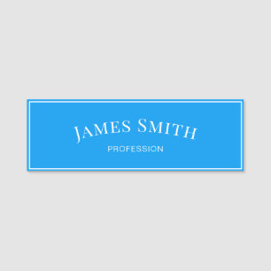 Elegant Azure Light Blue White Modern Clean Name Tag