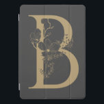 Elegant B Boho Floral Monogram Initial Gray Gold iPad Pro Cover<br><div class="desc">Elegant B Boho Floral Monogram Initial Gray Gold 

*each letter has its own listing; if your letter is not yet available,  please message me and I will move it to the top of the list.</div>