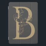 Elegant B Boho Floral Monogram Initial Gray Gold iPad Pro Cover<br><div class="desc">Elegant B Boho Floral Monogram Initial Gray Gold 

*each letter has its own listing; if your letter is not yet available,  please message me and I will move it to the top of the list.</div>