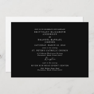 Elegant B/W No Parents Listed Wedding Invitation