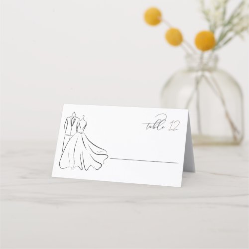 Elegant BW Tux  Dress Wedding table Place Card