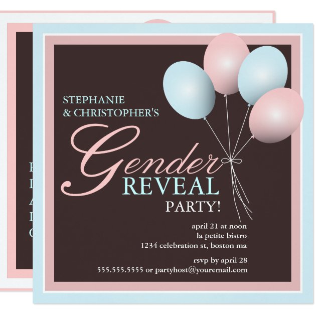 Elegant Baby Balloon Gender Reveal Invitation