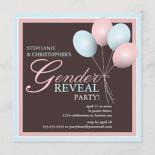 Elegant Baby Balloon Gender Reveal Invitation