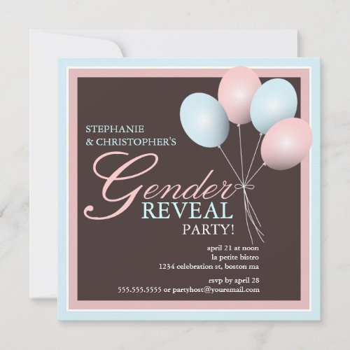 Elegant Baby Balloon Gender Reveal Invitation