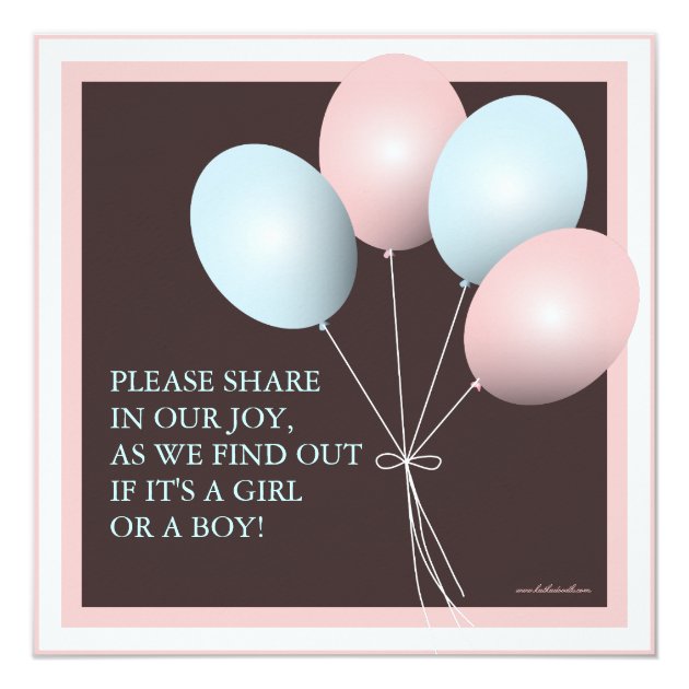 Elegant Baby Balloon Gender Reveal Invitation