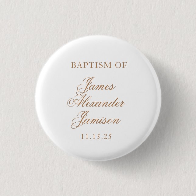 Elegant Baby Baptism Button (Front)