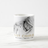 Baby Boy Photo Birth Record Stat Simple Modern Mug