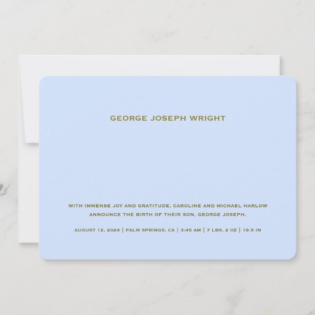 Elegant Baby Blue Birth Announcement (Front)