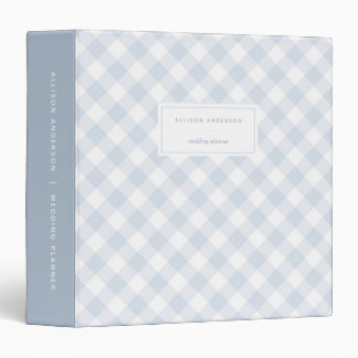 Elegant Baby Blue Buffalo Plaid 3 Ring Binder