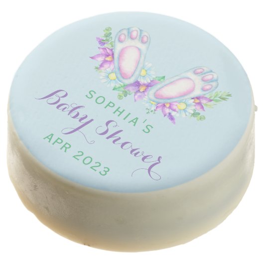 Elegant Baby Blue Bunny Feet Easter Baby Shower Chocolate Covered Oreo (Angled)