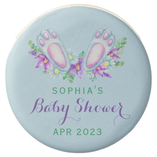Elegant Baby Blue Bunny Feet Easter Baby Shower Chocolate Covered Oreo (Front)