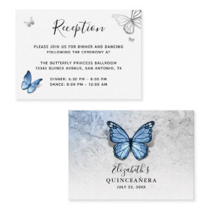 Elegant Baby Blue Butterfly Details Enclosure Card