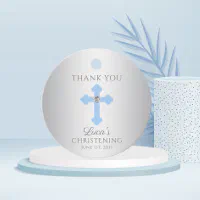 Baptism Blue Elegant Cross DIY Shaped Boy Religious Party Cut-outs