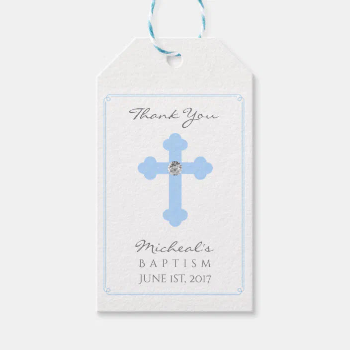 Christening Day/ Baptism Gift Tags "Thank you" Label Kraft Personalised