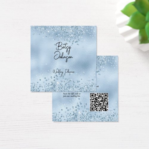 Elegant Baby Blue Glitter and Foil Business Card