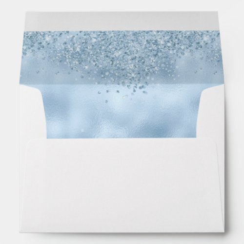 Elegant Baby Blue Glitter and Foil Wedding Envelope