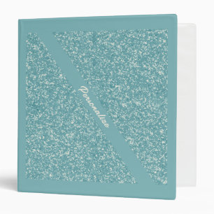 Elegant Baby Blue Glitter Trendy Chic Personalized 3 Ring Binder
