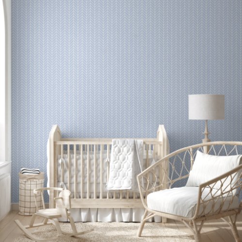 Elegant Baby Blue Herringbone  Chevron Pattern Wallpaper