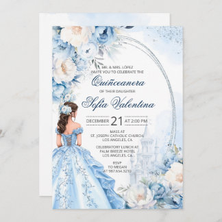 Elegant Baby Blue Quinceañera Invitation