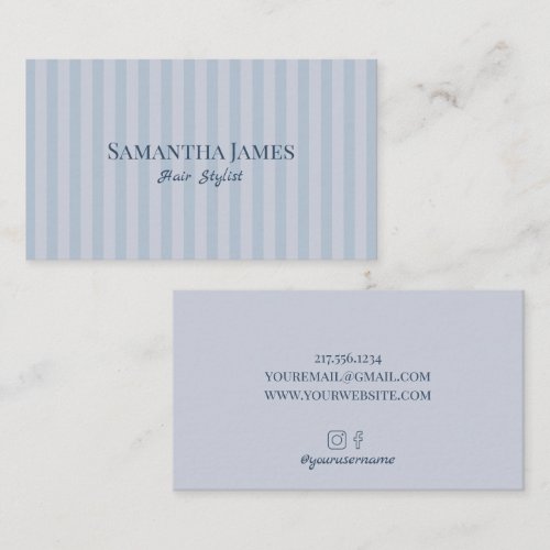 Elegant Baby Blue Stripes Business Card
