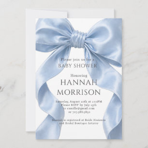 Elegant Baby Boy Blue Bow Baby Shower Invitation