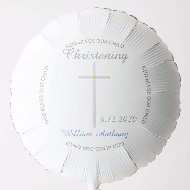Elegant Baby Boy Christening Cross Balloon (Front)