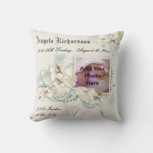 Elegant Baby Boy or Girl Scrapbook Photo Frame Throw Pillow