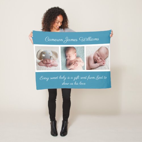 Elegant Baby Boy Photo Cute Newborn Quote Fleece Blanket