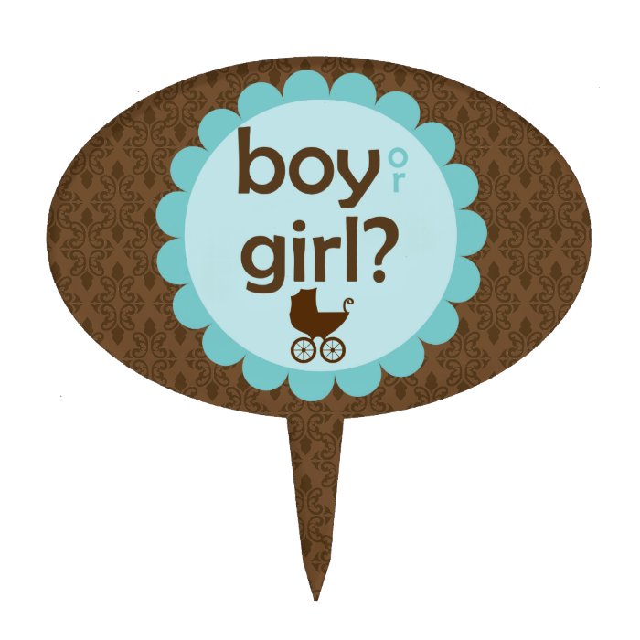 Baby Carriage Gender Reveal Party Oval Cake Topper