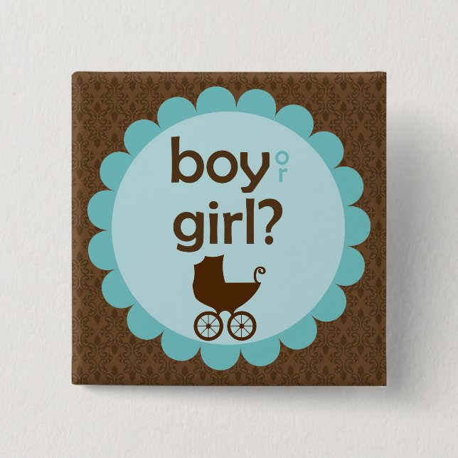 Elegant Baby Carriage Gender Reveal Party Pinback Button (Front)