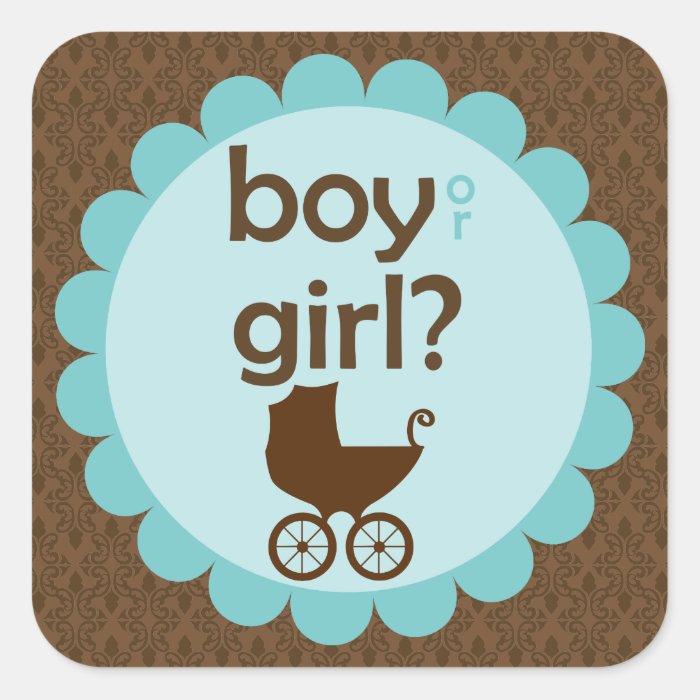 Elegant Baby Carriage Gender Reveal Party Square Sticker