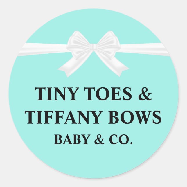 Elegant Baby & Co Black Teal Baby Shower Classic Round Sticker (Front)