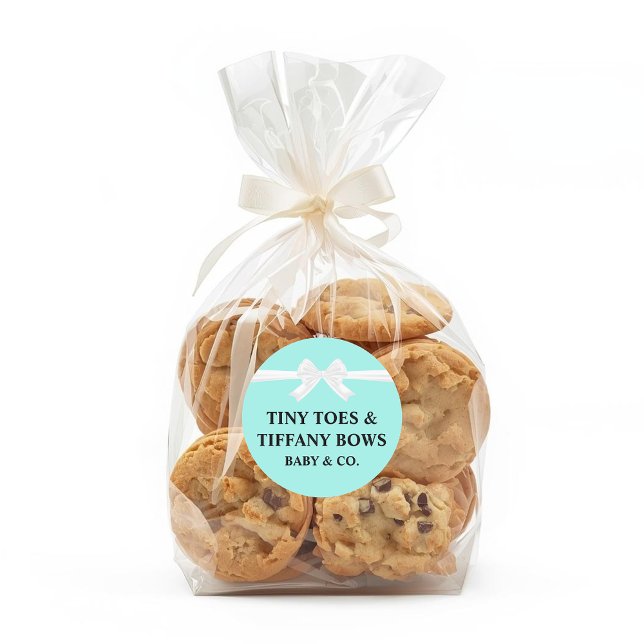 Elegant Baby & Co Black Teal Baby Shower Classic Round Sticker (Creator Uploaded)