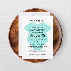 Elegant Baby & Co Black Teal Baby Shower Invitation