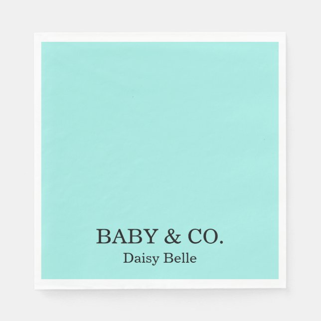 Elegant Baby & Co Black Teal Baby Shower Napkins (Front)