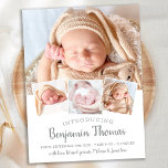 Elegant Baby Custom 4 Photo Birth Announcement Postcard<br><div class="desc">Announce your new baby to friends and family with these elegant and modern photo collage birth announcement cards. Customize with 4 of your favorite photos, and personalize with name, born date, birth stats. COPYRIGHT © 2020 Judy Burrows, Black Dog Art - All Rights Reserved. Elegant Baby Custom 4 Photo Birth...</div>
