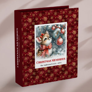 Elegant Baby Deer Snowy Forest Christmas Memory 3 Ring Binder