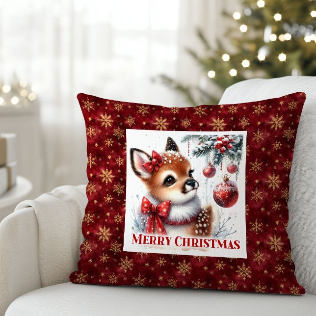 Elegant Baby Deer Snowy Forest Kids Gift Christmas Throw Pillow (Elegant Baby Deer Snowy Forest Kids Gift Christmas Pillow

)