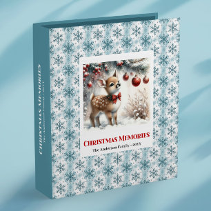 Elegant baby deer snowy forest kids ring binder