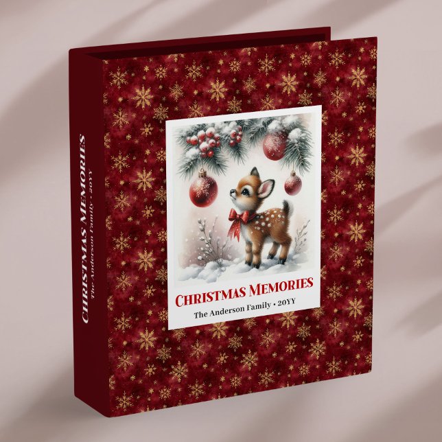 Elegant baby deer snowy forest personalized album  3 ring binder (Elegant baby deer snowy forest personalized album binder

)