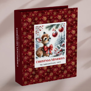 Elegant Baby Deer Snowy Forest Personalized Memory 3 Ring Binder