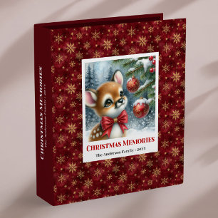 Elegant Baby Fawn Winter Scene Christmas Album 3 Ring Binder