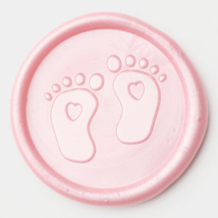 Elegant Baby Footprints Heart Newborn Baby Shower Wax Seal Sticker
