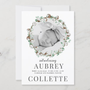 Elegant Baby Girl 2 Photo Birth Announcement