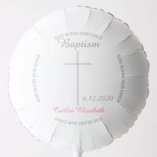 Elegant Baby Girl Baptism Cross Balloon