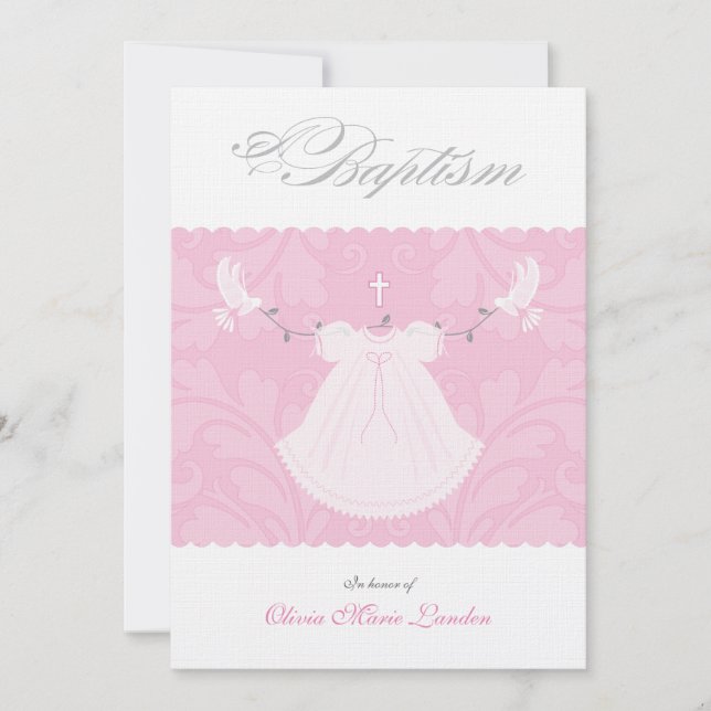 Elegant Baby Girl Baptism Invitation (Front)