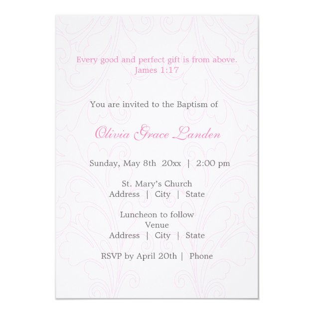 Elegant Baby Girl Baptism Invitation